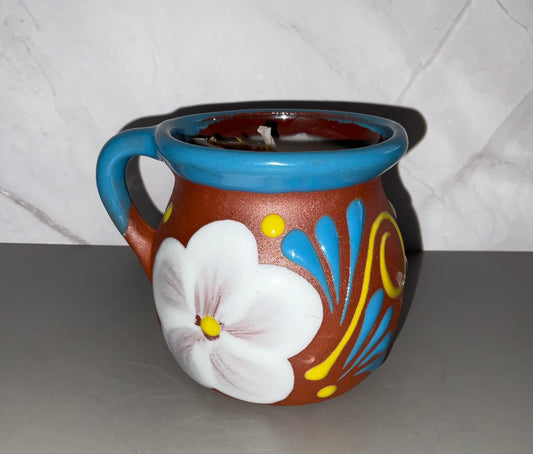 Ponchero Natural Flor Azul
